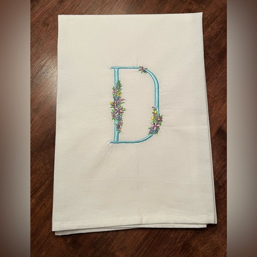 Flour Towel Embroidered DG Collections 100% Cotton 27"x27" “D” Monogram